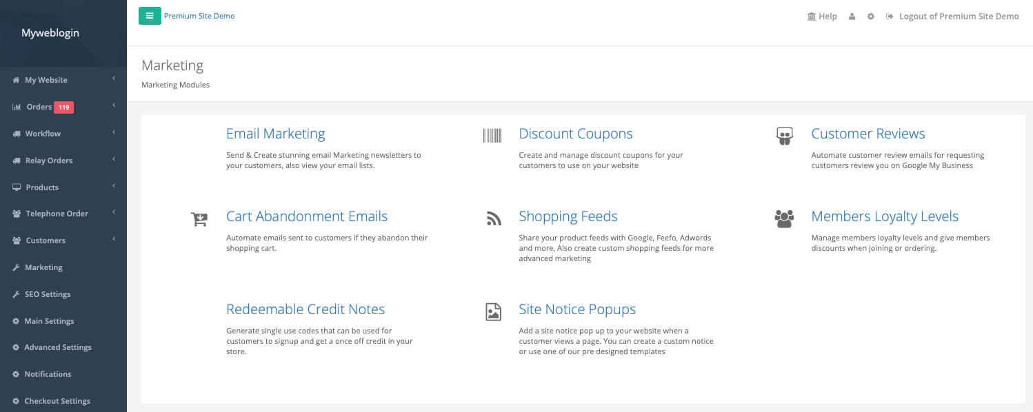 Marketing Menu